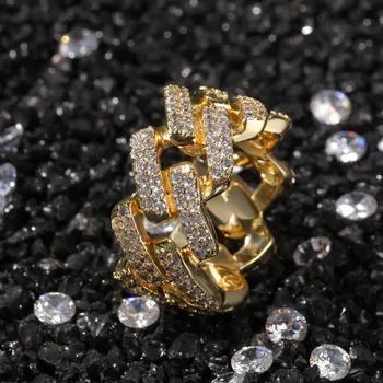 Hip Hel Cirkel 2Rows Cubic Zircon 14mm Ring Bryllup Engagemet Kobber, Guld, Sølv Farve For Kvinder Girl Evighed Band Ring