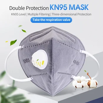 Grå KN95 ansigtsmaske sikkerhedsudstyr Munden Masker Vejrtrækning Filtrering Ventil Facial Beskyttelse Maske Anti-Støv Masque Mascarilla
