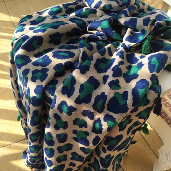 KYQIAO шарф женский leopard tørklæde kvinder efterår og vinter Spanien style søde vintage grøn leopard vinter pashmina tørklæde