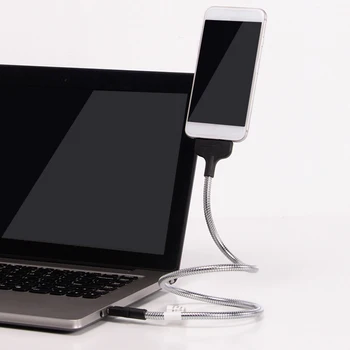 Telefonholder 360 Roterende Fleksibel Lange Arm Dovne USB-Kabel Stå Bed Tablet Bil Oplader Mount holder til iPhone-Type C Android
