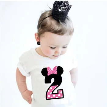 1 2 3 4 År Baby Fødselsdag T-shirt Sommer Toppe Tee Børn Tøj Party Drenge kortærmet T-Shirt GirlsToddler Kids Pink