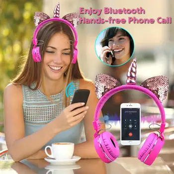 JINSERTA Søde Enhjørninger Hovedtelefoner Trådløse Børn Bluetooth-Hovedtelefoner Musik i Stereo Headset med MIKROFON til Håndfri Drenge&Piger Gave