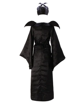 M-XL Halloween Gothic Vampyr Cosplay Kostumer Kvinde Skræmmende Horror-Tøj Sæt Med Horn Plus Size Black Queen Heks Tøj