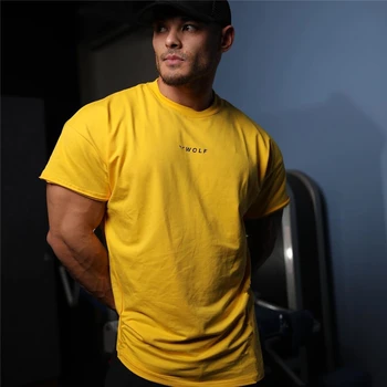 Herre Fitnesscentre t-shirt Fitness-Bodybuilding Slank Bomuld T-Shirts til Mænd Kort Ærme Træning Mandlige Afslappet O-Neck t-Shirts Toppe tøj