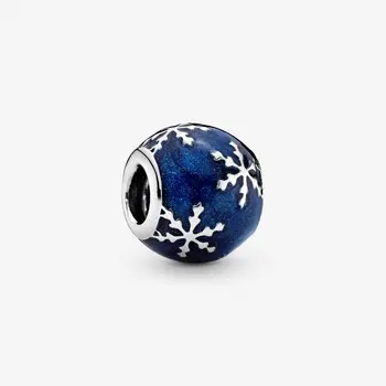 925 Sterling Sølv DIY Smykker Kvinder Fødselsdag Perler Blå snowfalke Charms passer Oprindelige Pandora Armbånd DIY Trendy Gave