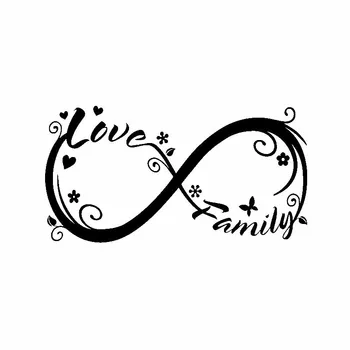 Familien Elsker Evige Symbol Sticker i Høj Kvalitet Bil, vinduesdekoration Personlighed Pvc Vandtæt Decal Sort/hvid 17cm*9cm