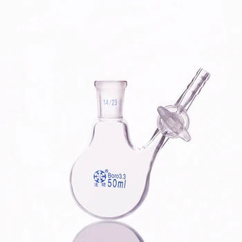 Enkelt standard jorden munden reaktion bolden flaske,Kapacitet 50 ml,Fælles 14/23,Glas skifte ventilen,Reaktion kolbe