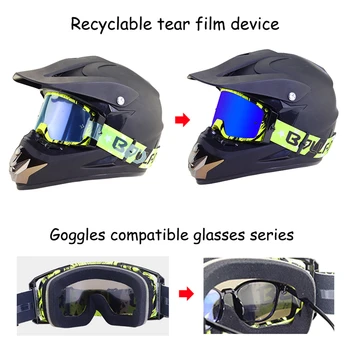 Motocross Beskyttelsesbriller, Dirtbike, ATV, Motorcykel Anti-UV-Motorcykel, Ski Goggles Anti-Slip Remmen Næse Dække Fit Solbriller & Hjelm