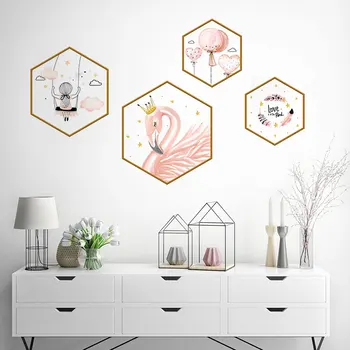 [shijuekongjian] Flamingo Dyr Wall Stickers DIY Tegneserie Pige vægoverføringsbilleder for Kids Soveværelse, Stue, Hus Dekoration