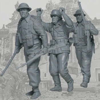1/35 En Britisk soldat, fanget Tre personer, Militære scene kombination kit Figur soldater GK Militær tema, ikke-coated Ingen farve