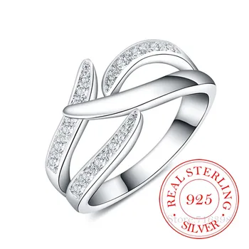 Høj kvalitet i Ægte 925 Sterling Sølv Ringe for Kvinder, Kvindelige Kreative Cz Crystal Infinity-Ring Bague Sølv 925 Anillos Mujer/gd