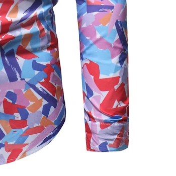 Farverige Print Slim FIt Langærmet Shirt Til Mænd 2018 Helt Nye Mode Afslappet Button Down Skjorter Mænd Camisa Sociale Masculina