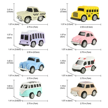 8 STK/Sæt Søde Mini Trykstøbt Bil Legering Trække sig Tilbage Køretøjer Model Toy Metal Dejlige Farverige Taxi Bus Legetøj Legering Bil For Børn Gave