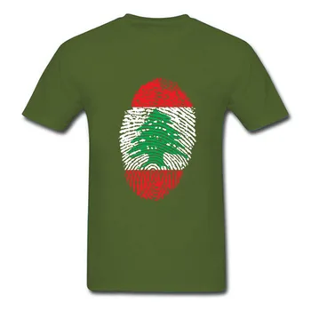 Libanon Flag Fingeraftryk Mænd T-Shirts, Sommer Brugerdefinerede Libanon Nation Flag, Grafisk Trykt Kortærmede T-Shirts Hombre
