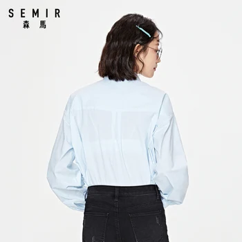 SEMIR Europæisk stil shirt kvinder bomuld med lange ærmer foråret 2020 ny bluse bow-tie løse kvinder indre shirts top