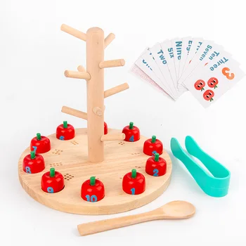 Baby Legetøj af Træ Montessori Matematik Matematik Legetøj Addition subtraktion Tæller læring uddannelse kids legetøj Vælge Apple Klip Legetøj