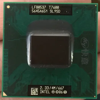 Intel CPU, værdiboks til bærbar Core 2 Duo T7600 CPU 4M Socket 479 Cache/2.33 GHz/667 Dual-Core Bærbar computer processor støtte 945