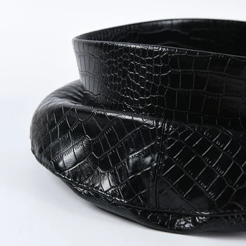 Crocodile Sort Baret Læder Hat Baretter Caps For Kvinder Franske Maler Hat