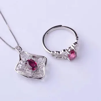 [MeiBaPJ Fin Kvalitet Naturlige Røde Garnet Ædelsten Trendy Smykker sæt til Kvinder Ægte 925 Sterling Sølv Charm Fine Smykker