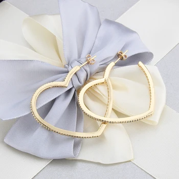 SUNSLL Nye guld øreringe kobber hvid cubic zircon hjerte øreringe til kvinder fashipn forlovelsesfest smykker hoop øreringe gaver