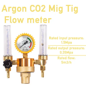 Argon, CO2 reduktionsventil Mig Tig Flow Måler Ventil Regulator Svejsning Svejsning Dobbelt Backpurge