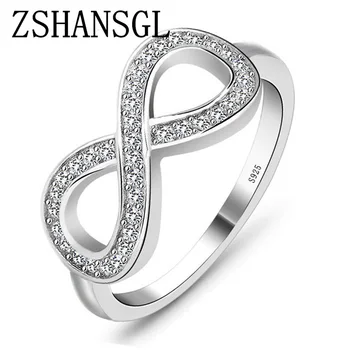 Mode cz Infinity Uendelige Kærlighed claddagh 8 form 925 sterling sølv Ringe For Kvinder Plata/argento fyldt smykker anel feminino