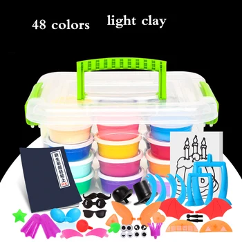 48 Farve Bløde Lys Ler Moldes Plastili DIY Legetøj, som Børn Pædagogiske lufttørre Polymer Modellervoks Sikker Farverige Legetøj Arcilla Børn