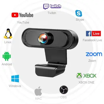 HD Webcam 1080P/720P Web-Kamera autofokus, Indbygget støjreduktion Mikrofon 30fps USB2.0 Web Cam Til Laptop, Desktop