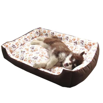 Paw udskrive Dog House Bed for Små Mellemstore Store Hunde Chihuahua Golden Retriever Sofa Kennel Vaskbart Pet Cat Pude Mat Hund Senge