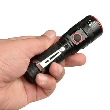 Yunmai USB-Genopladelig Lommelygte T6 Led Flash light Zoomable 3 modes brænder for 18650 med USB-kablet, Camping, fiskeri, der kører