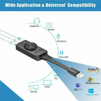 Lydkort, USB-Audio Interface Ekstern 3,5 mm Mikrofon Audio Adapter Lydkort Til Bærbar PlayStation4 Headset USB-lydkort