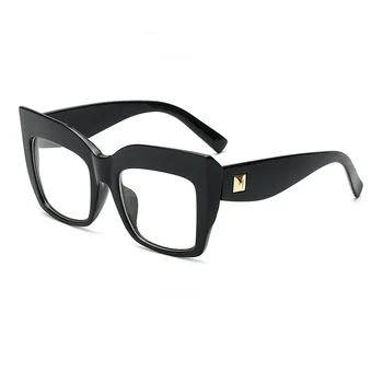 2019 Oversize Solbriller Kvinder Fed Kvalitet Solbriller til Kvinder Firkantede Nitter Rammer Cat Eye Design Nuancer UV400 Gafas Femme