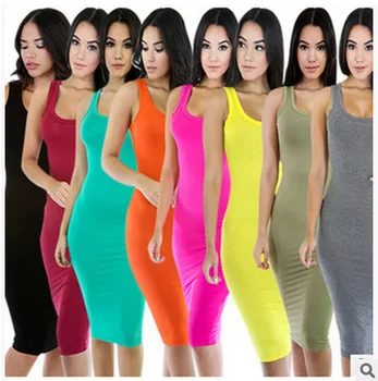 Tøj OWLPRINCESS 2020 Nye Mode Stramme Vest Kjole Solid farve Sexet kjole med fast farve seler