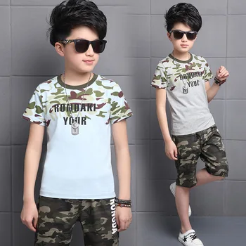 2020 Sommeren Boy Tøj Sæt, lille Barn, Drenge Tøj, Børn, Børn, Sport Passer til Camouflage T-Shirt + Shorts 2STK Tøj 4-14 År