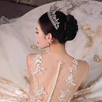 Europa-Crystal Prinsesse Brude Tiaras Crystal Hårsmykker Hairbands Bryllup Hår Tilbehør