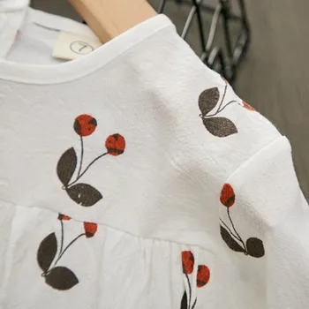 Efteråret Søde Baby Girls Dress Kirsebær Print Lange Ærmer Design Kjoler til Pige Børn Toddler Sundress