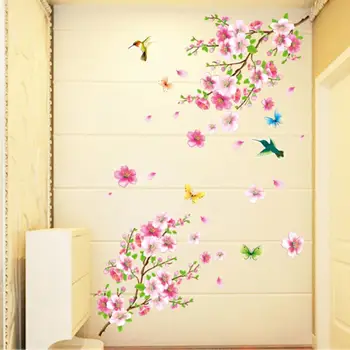 Moderne mode have Stor Cherry Blossom Butterfly Flower Tree Wall Stickers Kunst Decal Home Decor drop shipping A27 30+