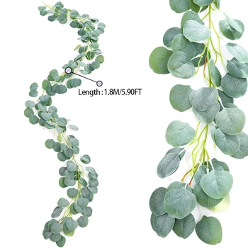 Top-Kunstige Vinstokke Faux Silke Eucalyptus Garland ,Boligindretning, Grønne Områder Bryllup Baggrund Arch Wall Decor