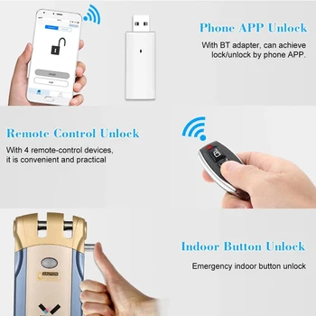 WAFU 018U Pro Wireless Remote Control Lås Sikkerhed Usynlige Keyless Intelligent Lås Smart Door Lock iOS Android APP Oplåsning