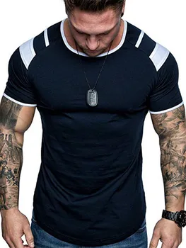 Nye Mænd T-shirt i Bomuld Korte Ærmer sort Undertrøje Mandlige Solid stribe Herre Tee Sommeren Mærke Tøj Homme camiseta masculina