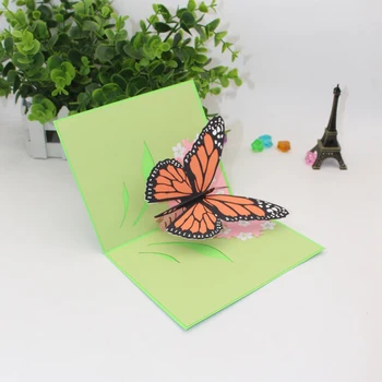 3D Laser Cut Håndlavede Farverige Sommerfugl af Papir Invitation Hilsen Kort + Kuvert Mors Dag Kids Kæreste i Fødselsdags Gave