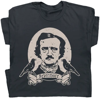 Edgar Allan Poe T-Shirt Horror Film Raven Bog Hp Lovecraft Goth Graphic Tee Bomuld Kortærmet T-Shirt