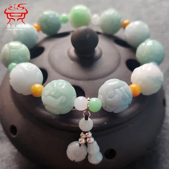 Nye Naturlige Smaragd Dragen perler Justerbar Armbånd Tilbehør DIY Håndlavet Heldige Kvinder Jade Perler Smykker Kvindelige