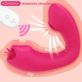Dildo Sugende G Spot Vibratorer til Kvinder Klitoris Stimulator Skeden Nipple Sucker Tungen Slikke Erotisk Legetøj, Dildoer for Kvinder