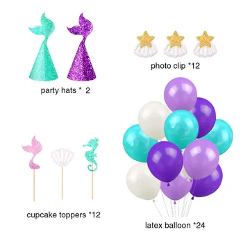 Mermaid Tema fødselsdagsfest sæt børns dekorative produkter flag understøtte tilpasning