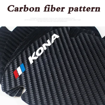 For Hyundai KONA 2018 2019 2020 Tilbehør 4stk Carbon Fiber Bilens dørhåndtag Bunden Protector Læder Klistermærker Vinyl Decals