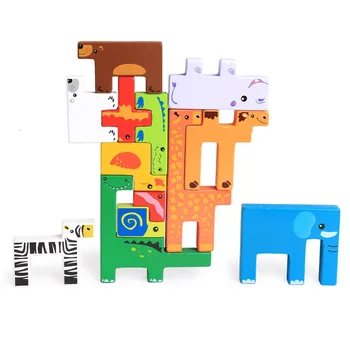 DIY Træ-Blokke Dyr 3D-Puslespil Blokere for Læring Ressourcer Tidlig Pædagogisk Naturlige Træ-Legetøj Til Børn, Fødselsdag, Gave,
