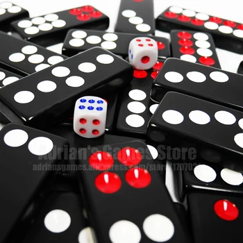 Sort Dominoes Spil Pai Gow 32pcs Domino Med 2 Terninger Bord Spil Domino Jogos de Tabuleiro 5.4*2.4*0.8 cm