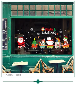 Tegnefilm Santa Claus, Sne Mand, Rensdyr Fejre Jul Wall Sticker Til Shop Hjem Udsmykning Diy Xmas Festival Vægoverføringsbillede