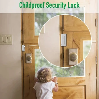 Sikkerhedslås, [2 Pack] Home Security dørlås med 8 Skruer, Børnesikret Panel Styrkelse Lås, Modstå 1000 Kg